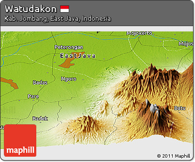 Physical Panoramic Map of Watudakon