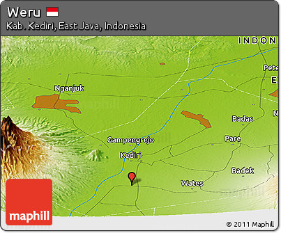 Physical Panoramic Map of Weru
