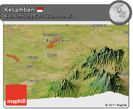 Satellite Panoramic Map of Kesamben