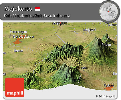 Satellite Panoramic Map of Mojokerto