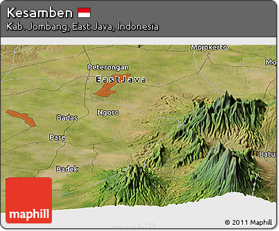 Satellite Panoramic Map of Kesamben