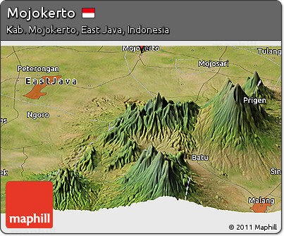 Satellite Panoramic Map of Mojokerto