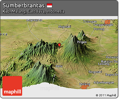 Satellite Panoramic Map of Sumberbrantas
