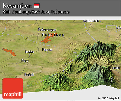 Satellite Panoramic Map of Kesamben