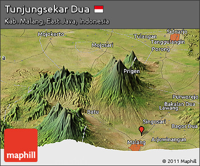 Satellite Panoramic Map of Tunjungsekar Dua