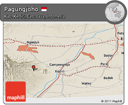Shaded Relief Panoramic Map of Pagungjoho