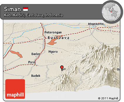 Shaded Relief Panoramic Map of Siman