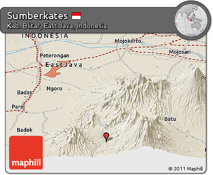 Shaded Relief Panoramic Map of Sumberkates