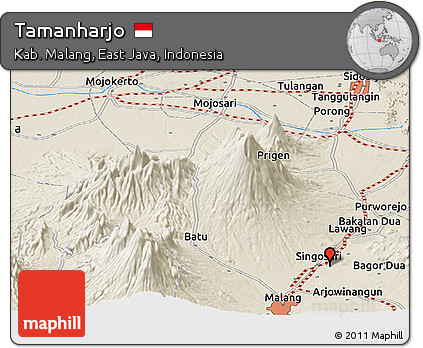 Shaded Relief Panoramic Map of Tamanharjo
