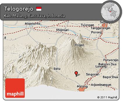 Shaded Relief Panoramic Map of Telogorejo