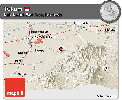 Shaded Relief Panoramic Map of Tukum