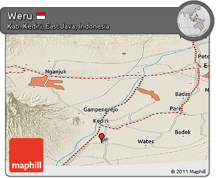 Shaded Relief Panoramic Map of Weru