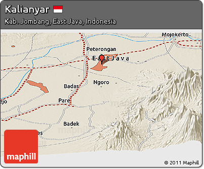 Shaded Relief Panoramic Map of Kalianyar
