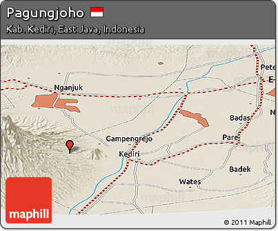 Shaded Relief Panoramic Map of Pagungjoho