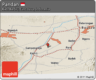 Shaded Relief Panoramic Map of Pandan