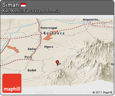 Shaded Relief Panoramic Map of Siman