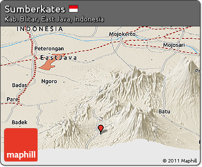 Shaded Relief Panoramic Map of Sumberkates