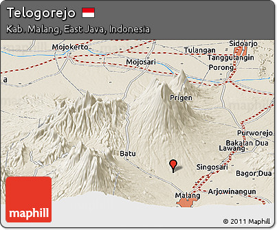 Shaded Relief Panoramic Map of Telogorejo