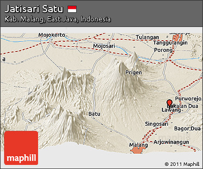 Shaded Relief Panoramic Map of Jatisari Satu