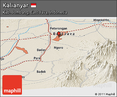 Shaded Relief Panoramic Map of Kalianyar