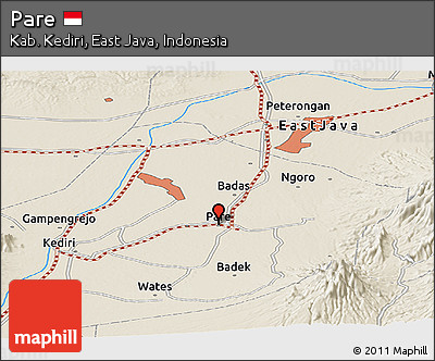 Shaded Relief Panoramic Map of Pare