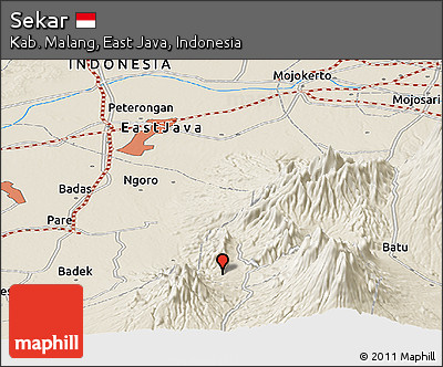 Shaded Relief Panoramic Map of Sekar