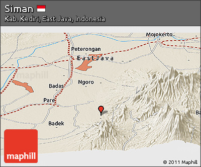 Shaded Relief Panoramic Map of Siman