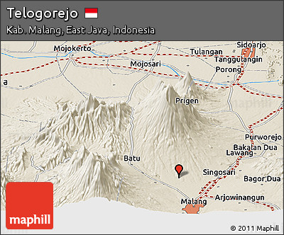 Shaded Relief Panoramic Map of Telogorejo