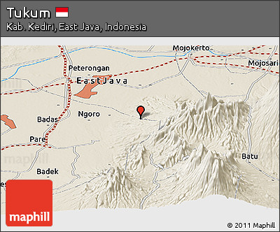 Shaded Relief Panoramic Map of Tukum