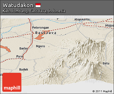 Shaded Relief Panoramic Map of Watudakon