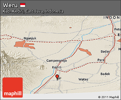 Shaded Relief Panoramic Map of Weru