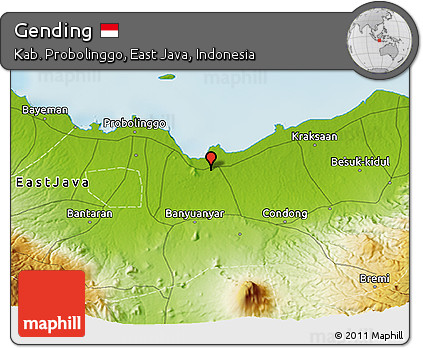 Physical 3D Map of Gending