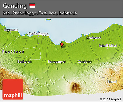 Physical 3D Map of Gending
