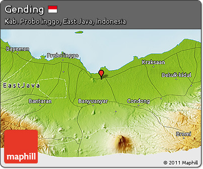 Physical 3D Map of Gending