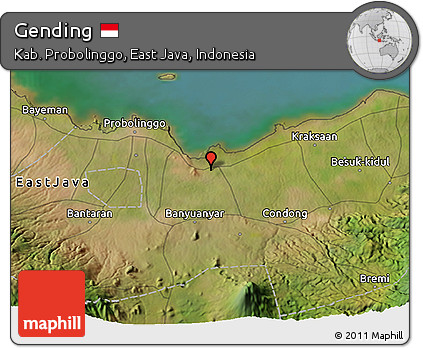 Satellite 3D Map of Gending