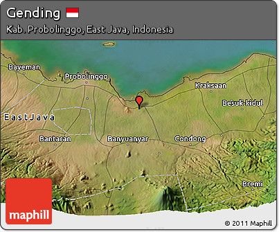 Satellite 3D Map of Gending
