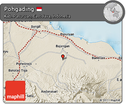 Shaded Relief 3D Map of Pohgading