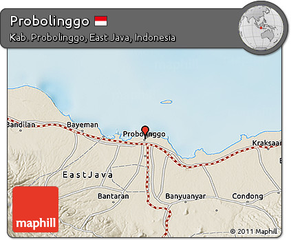 Shaded Relief 3D Map of Probolinggo