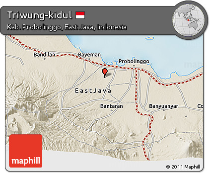 Shaded Relief 3D Map of Triwung-kidul