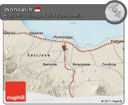 Shaded Relief 3D Map of Wonoasih