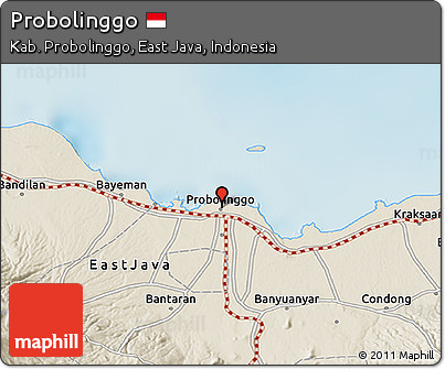 Shaded Relief 3D Map of Probolinggo