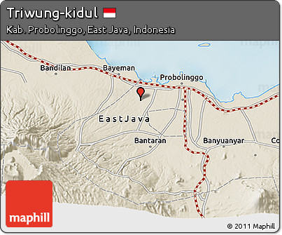 Shaded Relief 3D Map of Triwung-kidul