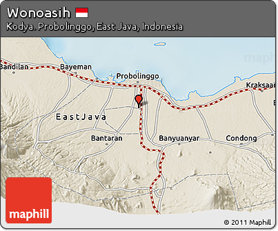 Shaded Relief 3D Map of Wonoasih