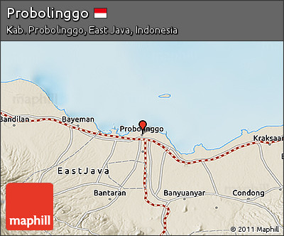Shaded Relief 3D Map of Probolinggo