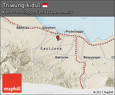 Shaded Relief 3D Map of Triwung-kidul