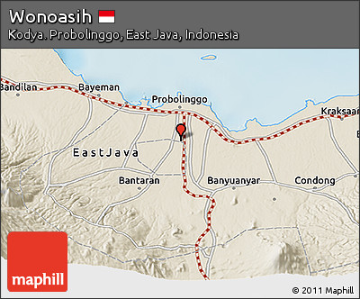 Shaded Relief 3D Map of Wonoasih