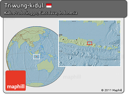 Savanna Style Location Map of Triwung-kidul, hill shading