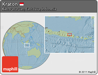 Savanna Style Location Map of Kraton, hill shading