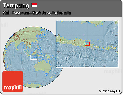 Savanna Style Location Map of Tampung, hill shading