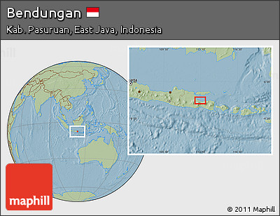 Savanna Style Location Map of Bendungan, hill shading